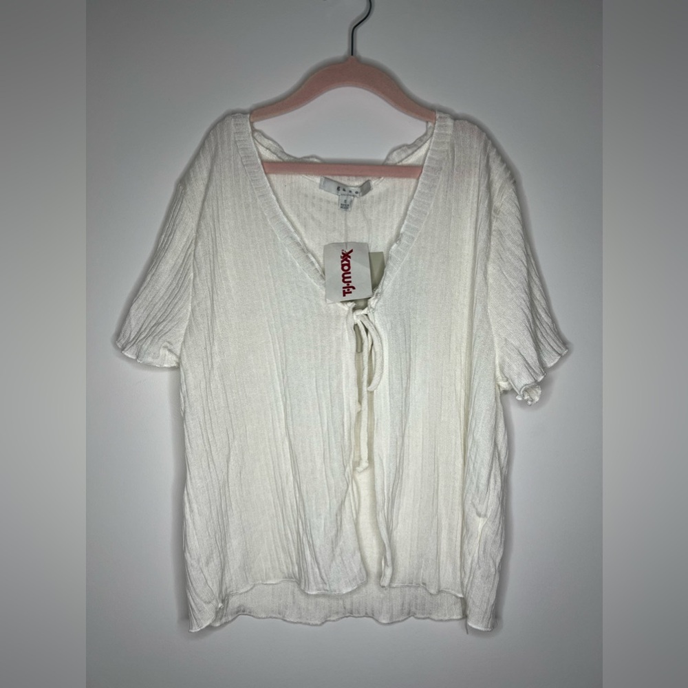 white tie shirt open front